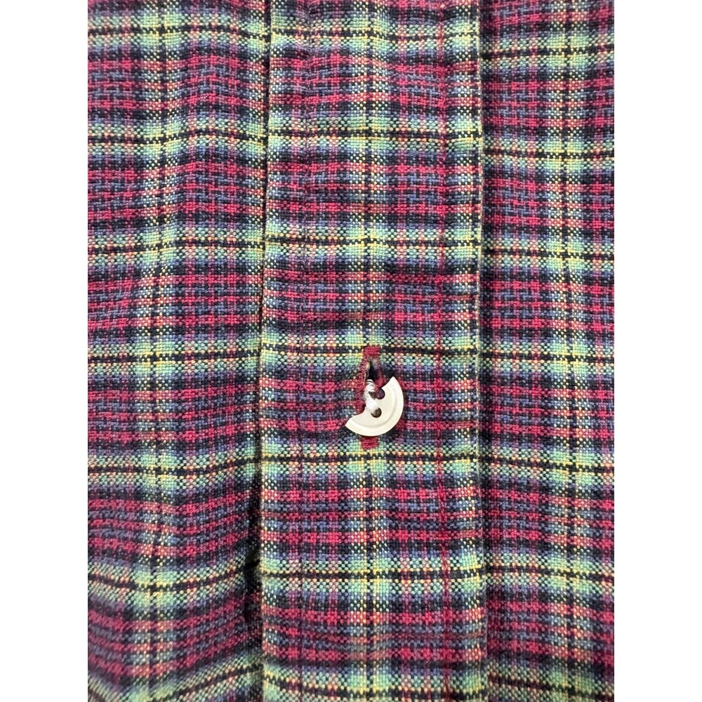 Ralph Lauren Shirt Mens Large Burgundy Olive Plaid Cotton Button Down Preppy - Picture 2 of 8